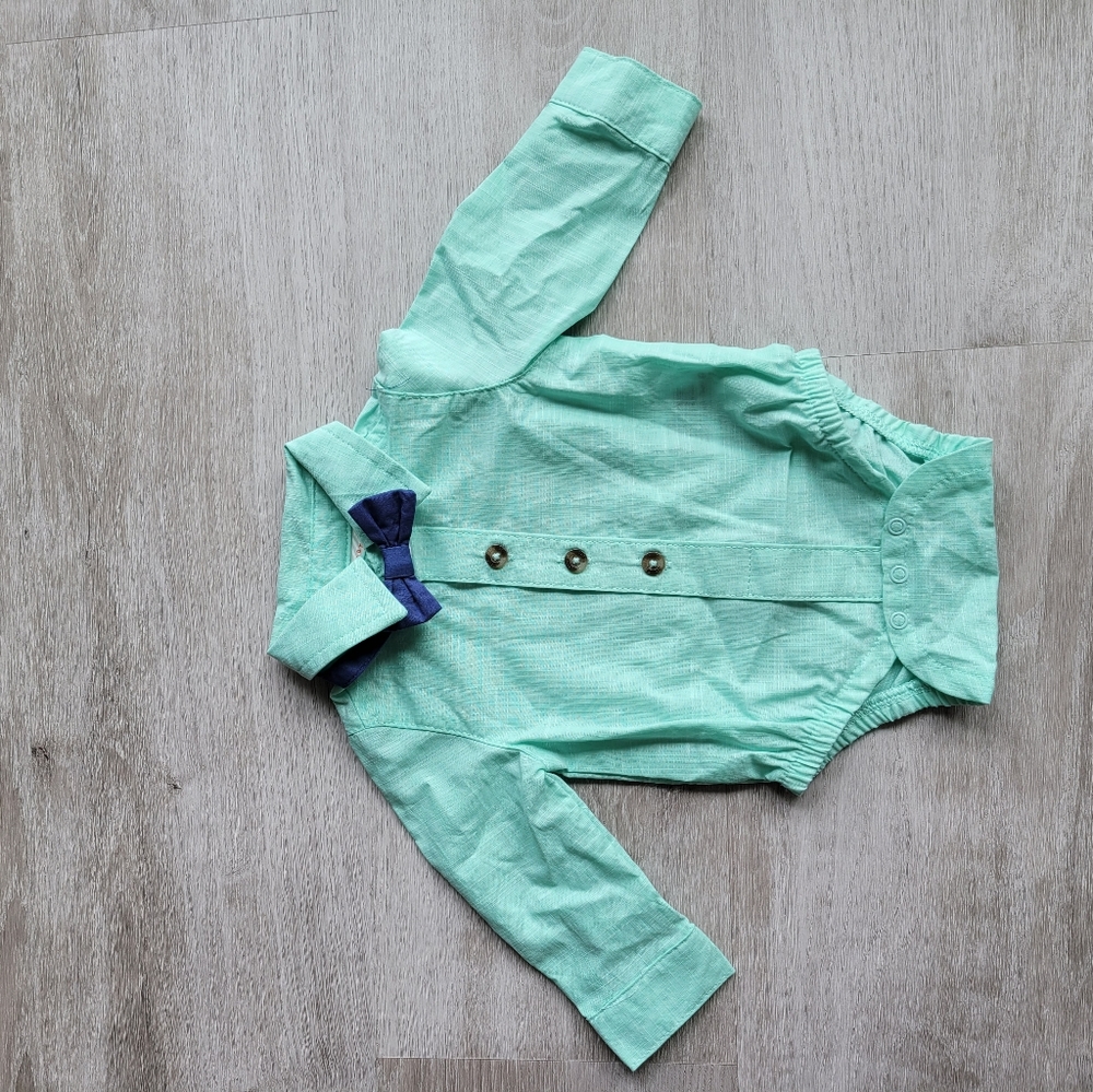 Shirt green bow tie